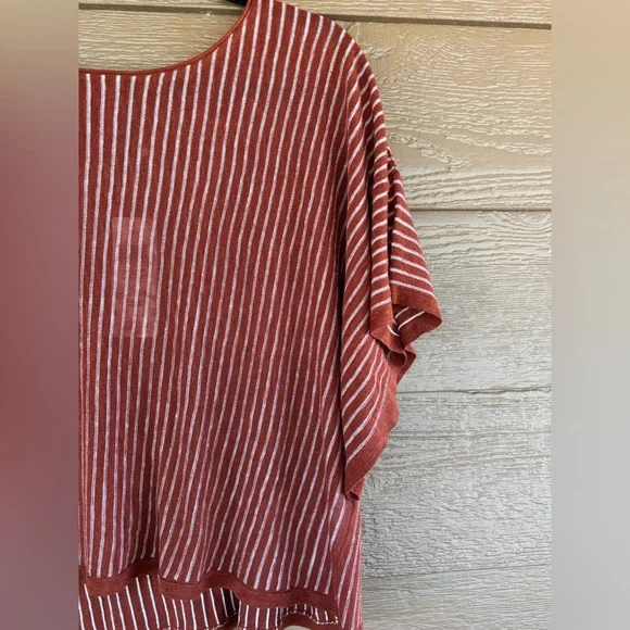 Eileen Fisher Organic Linen NWT Striped Rust Top -Sz L (Originally $148) - Picture 5 of 6